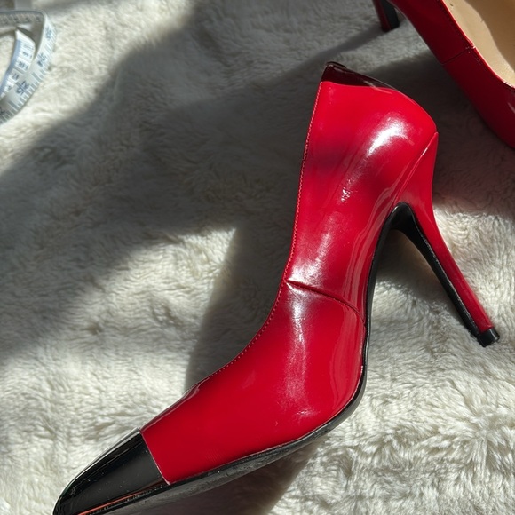 GUESS Red Patent Glossy Silver Toe Heels | Bold Date Night Pumps | Size 6 - Picture 6 of 10
